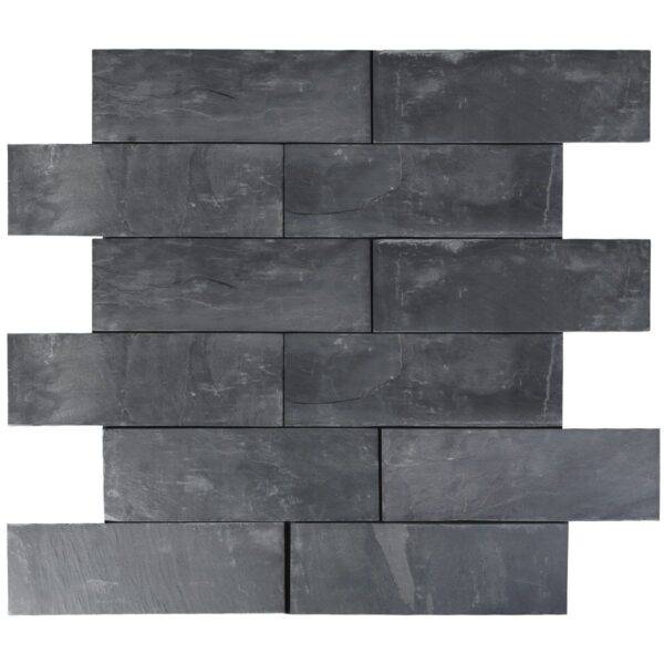Płytki Łupek Black Slate naturalny 10x30x0,8-1,3 cm z kamienia naturalnego do wykończenia wnętrz lub elewacji