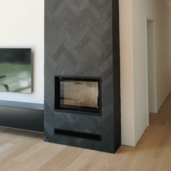 Płytki Łupek Carbon Black naturalny 10x30x1-1,3 cm z kamienia naturalnego do wykończenia wnętrz lub elewacji