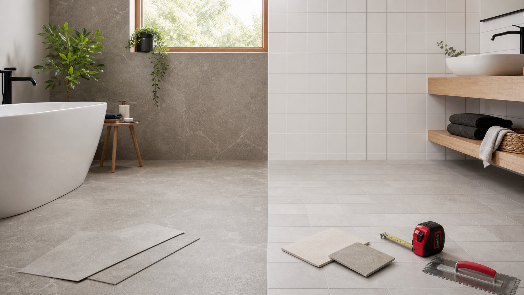 Porównanie płyt SPC i płytek ceramicznych w łazience
